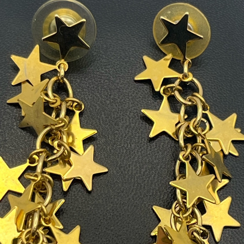Celestial Gold Tone Star Dangle Drop Vintage Bead… - image 4